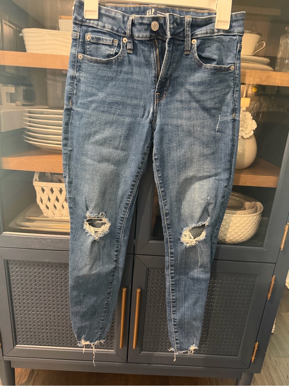 GAP Skinny Distressed Medium Blue Jeans